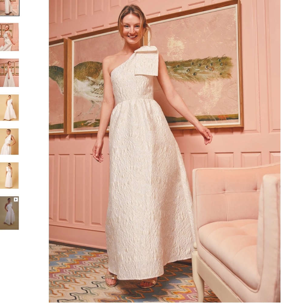 Abbey Glass sz Xs Caroline gown white bubble jacquard bow